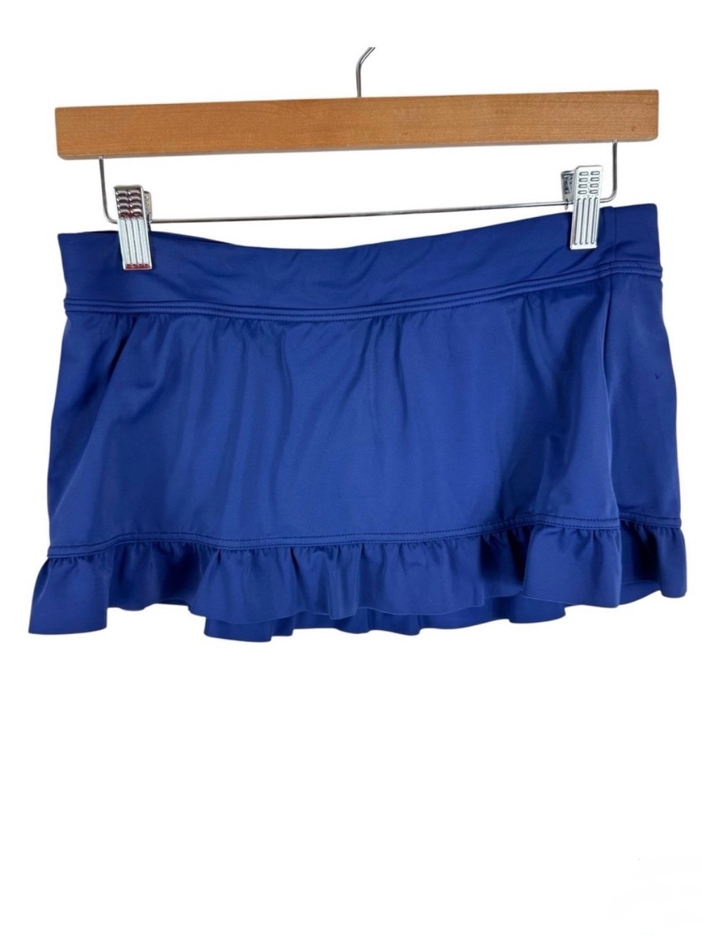 Title Nine Nylon Navy Blue Ruffled Mini Swim Skirt Bikini Brief Under Size S